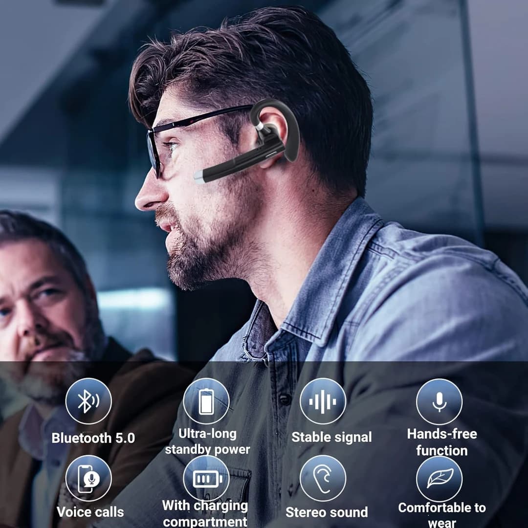 🎧 سماعة العمل و السياقة الاحترافية YYK-520مع حافظة شحن- Casque professionnel de travail et de conduite YYK-520 avec boîtier de charge - Image 2